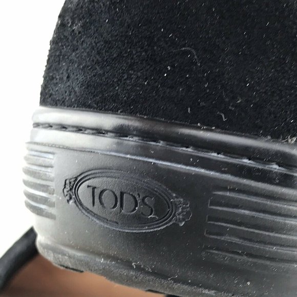 TODS Suede Penny Loafers Mens 8.5 Black Slip On - Picture 6 of 8